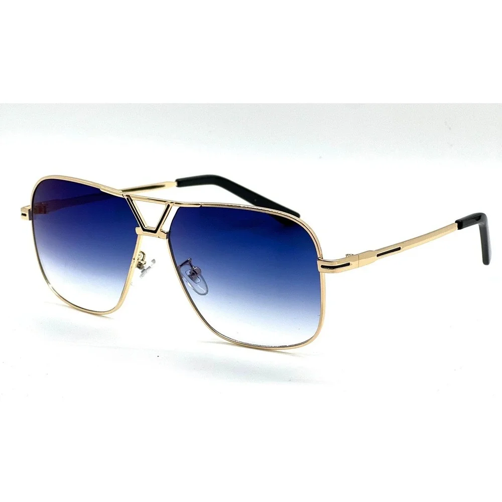 Aviator Sunglasses Gold Frame Blue Mirror Lens Fashion Sun Glasses Retro Classic